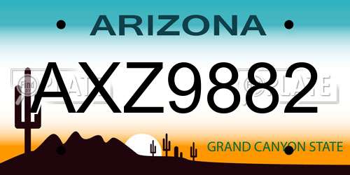 AXZ9882 Arizona License Plate