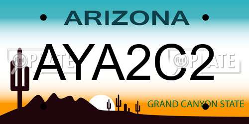 AYA2C2 Arizona License Plate