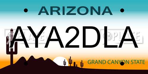 AYA2DLA Arizona License Plate