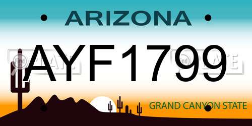 AYF1799 Arizona License Plate