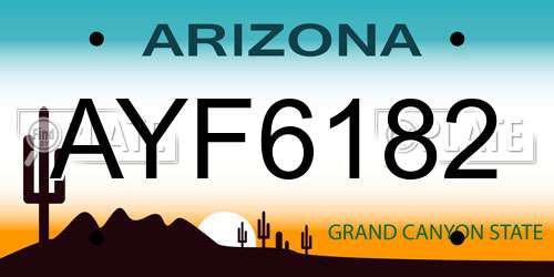 AYF6182 Arizona License Plate