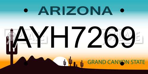 AYH7269 Arizona License Plate