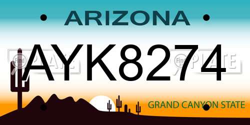 AYK8274 Arizona License Plate