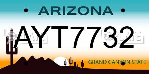 AYT7732 Arizona License Plate