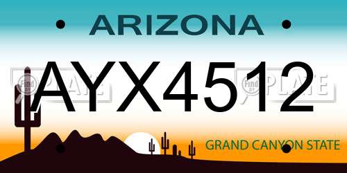 AYX4512 Arizona License Plate