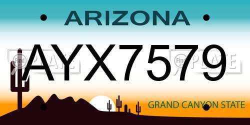 AYX7579 Arizona License Plate