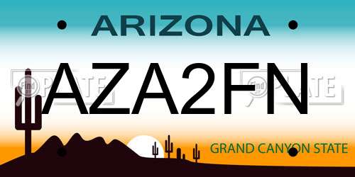 AZA2FN Arizona License Plate