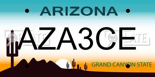 AZA3CE Arizona License Plate