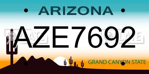 AZE7692 Arizona License Plate