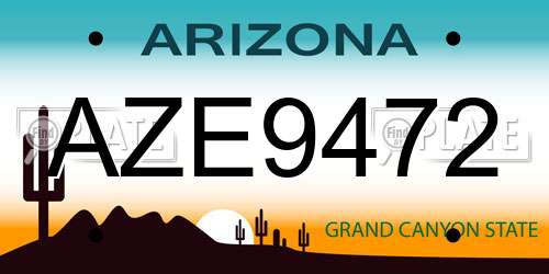 AZE9472 Arizona License Plate