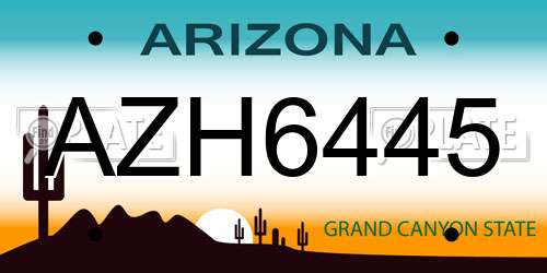 AZH6445 Arizona License Plate