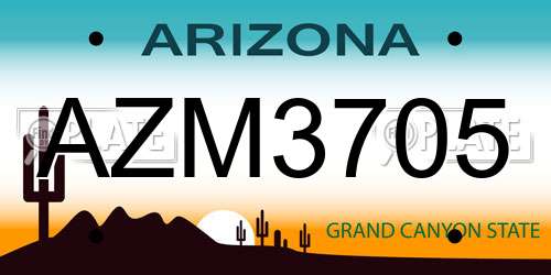 AZM3705 Arizona License Plate