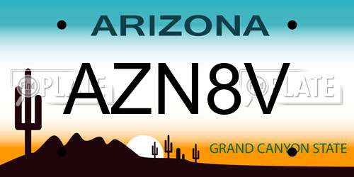 AZN8V Arizona License Plate