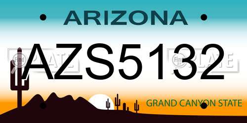 AZS5132 Arizona License Plate