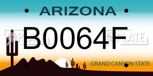 B0064F Arizona License Plate