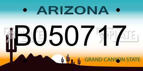 B050717 Arizona License Plate