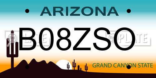 B08ZSO Arizona License Plate