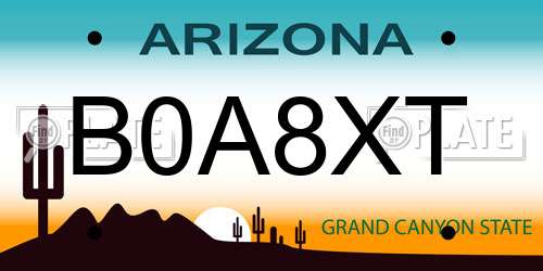 B0A8XT Arizona License Plate