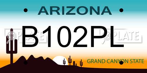 B102PL Arizona License Plate