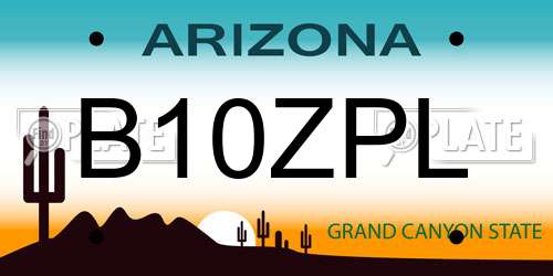 B10ZPL Arizona License Plate