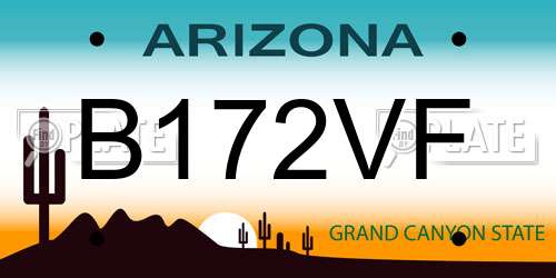 B172VF Arizona License Plate