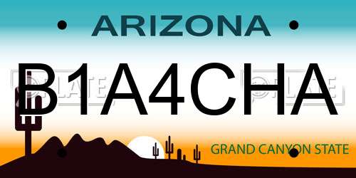 B1A4CHA Arizona License Plate