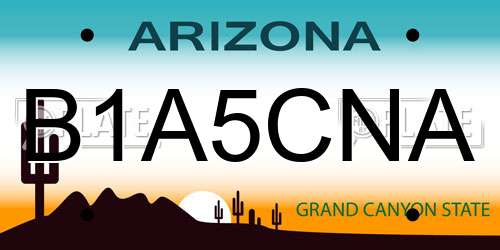 B1A5CNA Arizona License Plate