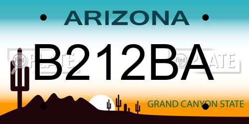 B212BA Arizona License Plate