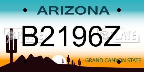 B2196Z Arizona License Plate