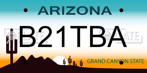 B21TBA Arizona License Plate