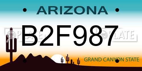 B2F987 Arizona License Plate