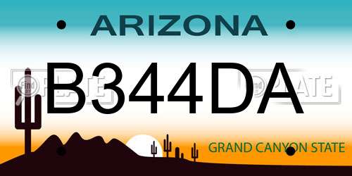 B344DA Arizona License Plate