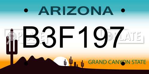 B3F197 Arizona License Plate