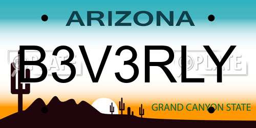 B3V3RLY Arizona License Plate