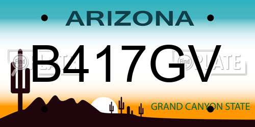 B417GV Arizona License Plate