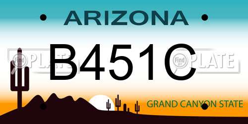 B451C Arizona License Plate