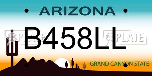 B458LL Arizona License Plate