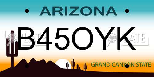 B45OYK Arizona License Plate