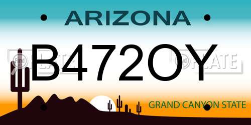 B472OY Arizona License Plate