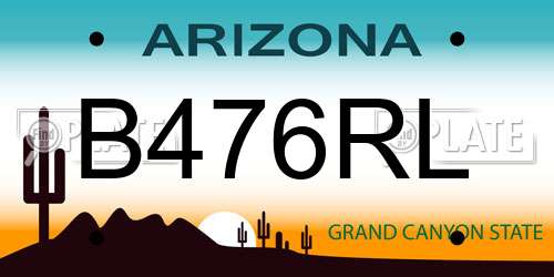 B476RL Arizona License Plate