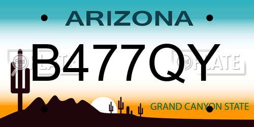 B477QY Arizona License Plate