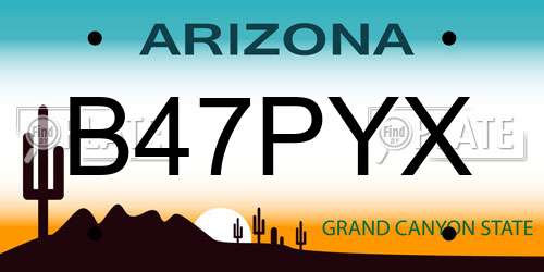 B47PYX Arizona License Plate