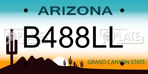 B488LL Arizona License Plate