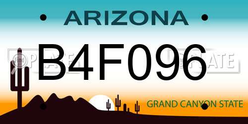 B4F096 Arizona License Plate