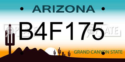B4F175 Arizona License Plate