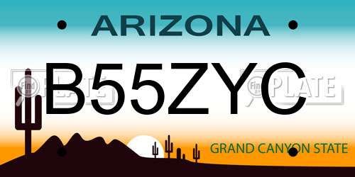 B55ZYC Arizona License Plate