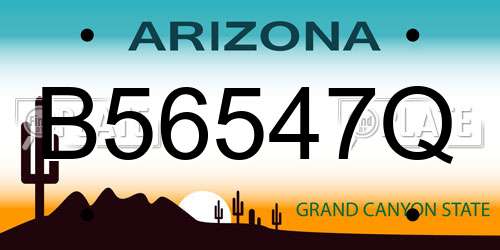 B56547Q Arizona License Plate