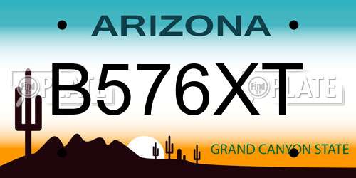 B576XT Arizona License Plate
