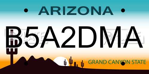 B5A2DMA Arizona License Plate