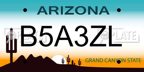 B5A3ZL Arizona License Plate